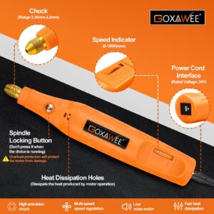 Corded Rotary Tool Kit for Crafts, GOXAWEE Mini Power Tool with Cord, 105pcs Accessories 18000rpm Multi-Purpose Small Grinder Drill Set for Sanding, Polishing, Drilling, Etching, Engraving, DIY Crafts