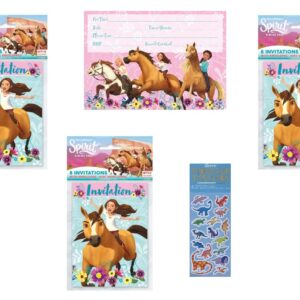 Unique Spirit Riding Free Horse Birthday Party Supplies Bundle includes 24 Party Invitations with Envelopes