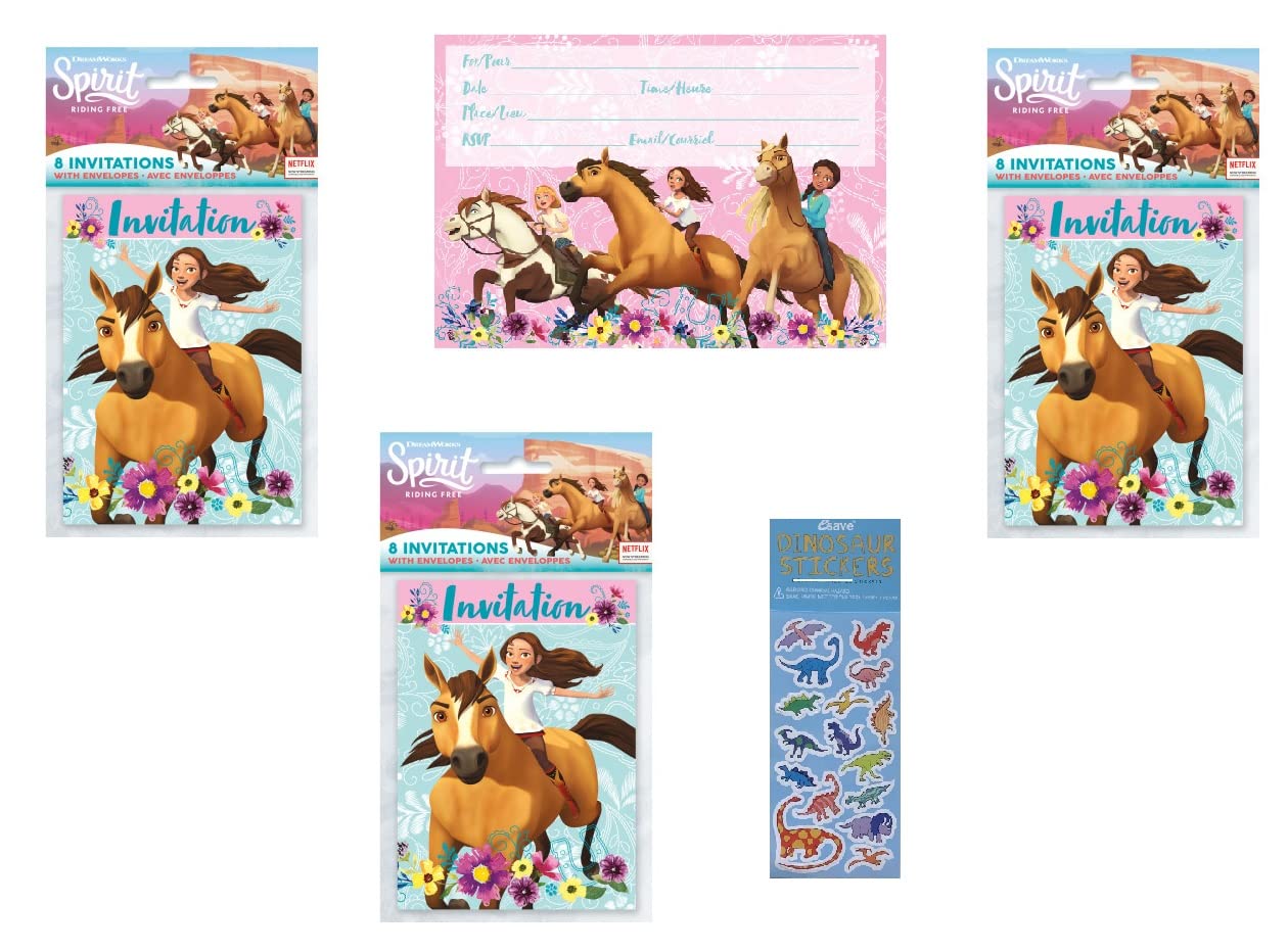 Unique Spirit Riding Free Horse Birthday Party Supplies Bundle includes 24 Party Invitations with Envelopes