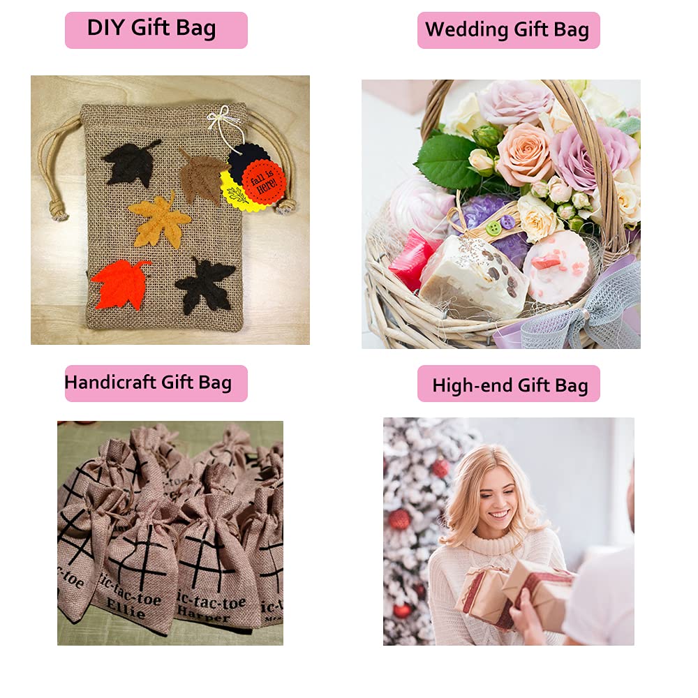 LANXINGYAN 50Pcs 3x4 Inch Burlap Gift Bags with Drawstring Linen Sacks Bag for Wedding Favors Party DIY Craft (3x4 Inch, cream)