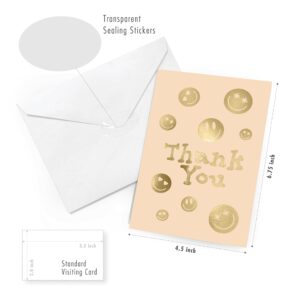 Easykart 18 Thank You Cards with Envelopes , Premium Gold Foil Print, 6 Designs Assorted Thank You Cards for Birthday , Baby Shower, Wedding, Bridal Shower, Small Business, 4.5”x 6.75”