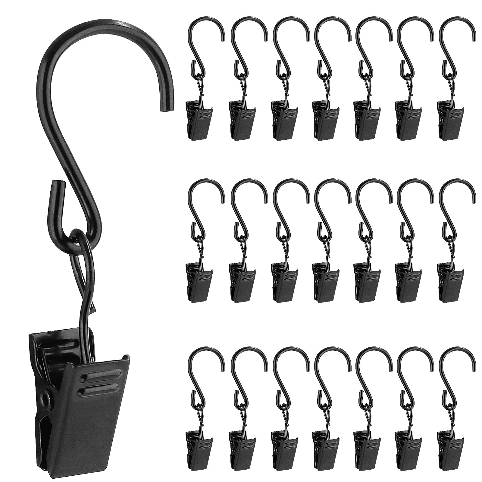 50 Pieces S Hooks Curtain Clips Metal Hanging Clips Hooks, Black