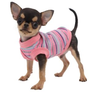 LOPHIPETS 100% Cotton Rib Dog Shirt Vest for Small Dogs Teacup Chihuahua Yorkie Puppy Clothes Tank Tee-Pink/XS