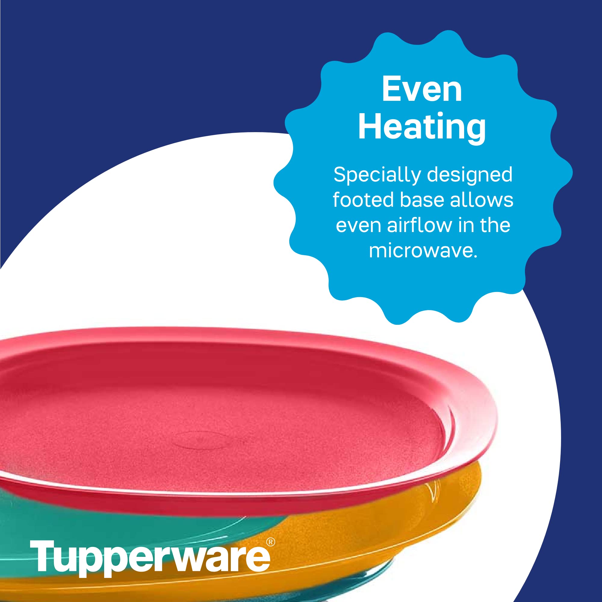 Tupperware Brand Microwave Reheatable Luncheon Plates - Dishwasher & Microwave Safe - BPA Free - Reusable, Lightweight, Durable & Great for Kids