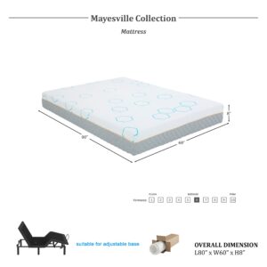 Lexicon Mayesville 8-Inch Copper-Infused Memory Foam Mattress, Queen, Gray