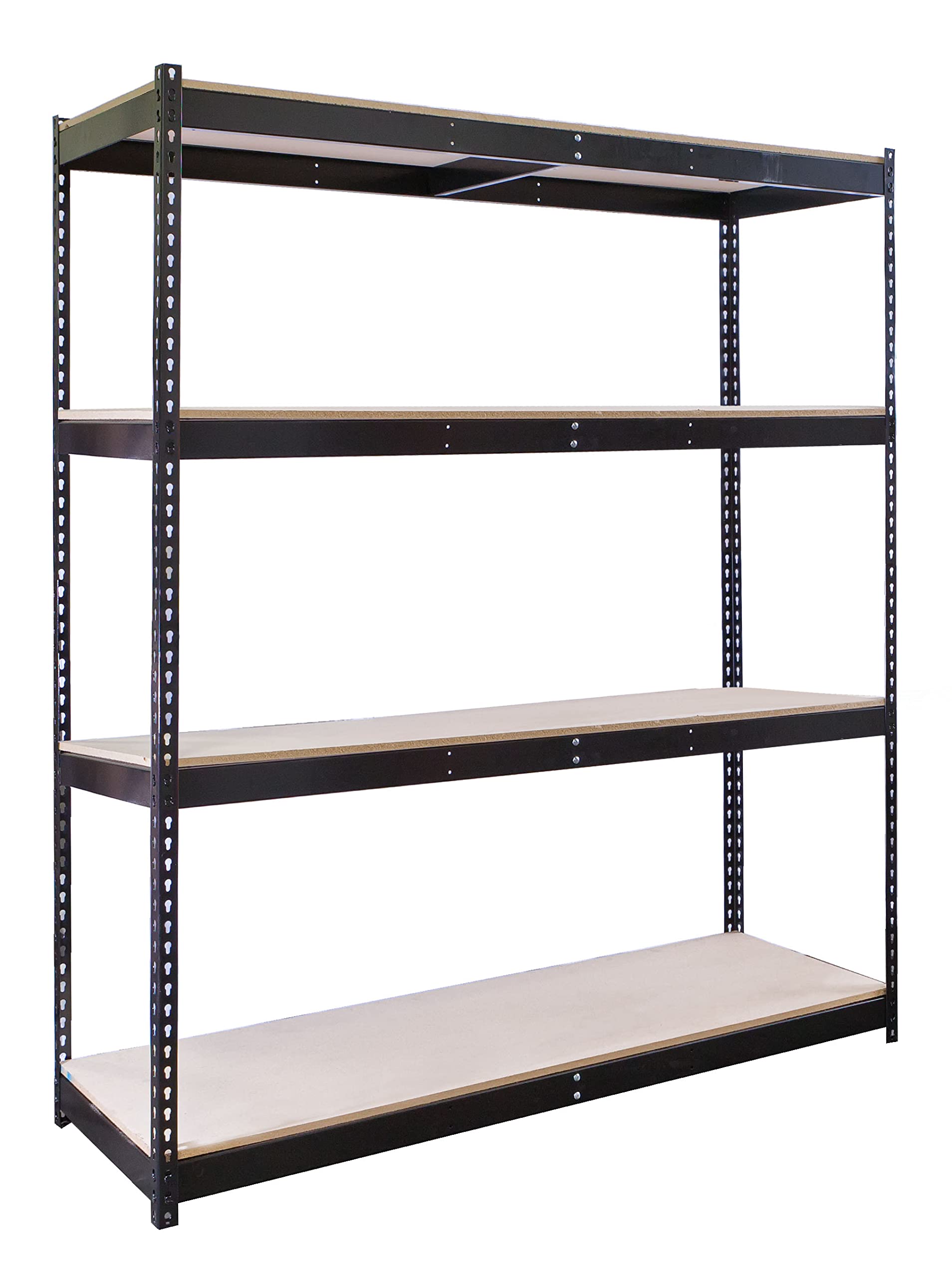 Shelving Inc. 18" d x 72" w x 84" h - 4-Tier Black Heavy Duty Boltless Shelving Starter Unit - No Decking, Weight Capacity 1,200lbs Per Shelf