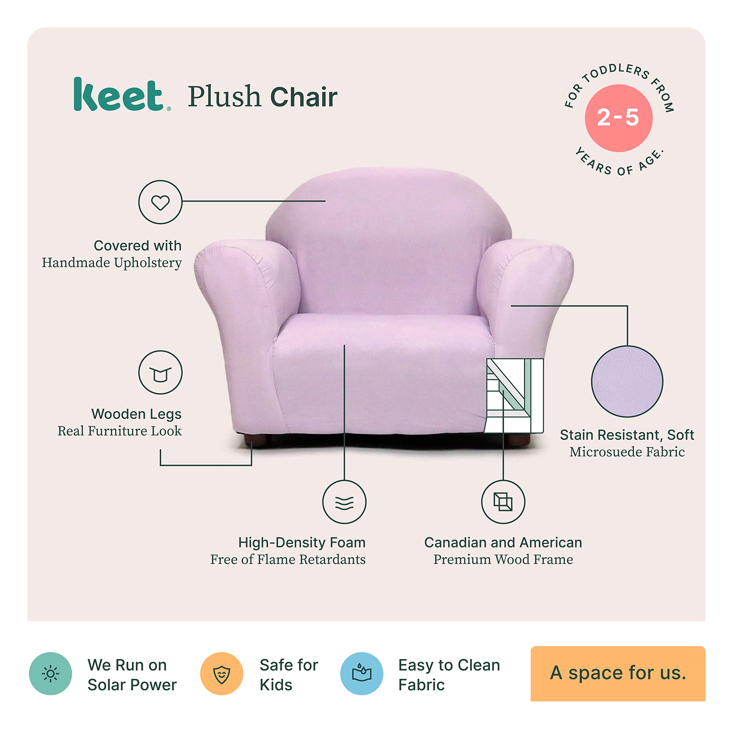 Keet Plush Children Chair, 2-5 Years Old, Lavender