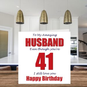 Funny 41st Birthday Cards for Husband - 41 I Still Love You - Happy Birthday Card for Husband from Wife Partner, Forty-One Forty-First Hubby Gifts, 5.7 x 5.7 Inch Joke Humor Greeting Cards