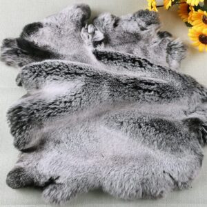 natural tanned real rex rabbit fur pelt animal skin hide craft grade sewing quality leather white tip on black,about 16.5'' by 10.2''