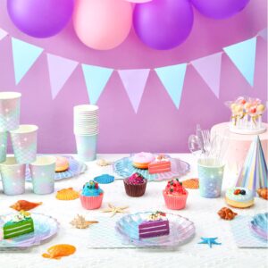 144 Pcs Mermaid Party Supplies Tableware Mermaids Themed Decorations Under the Sea Party Dinnerware Set Includes Plates Napkins Cups Spoons Fork Knives for Baby Shower Birthday Party(Classic Style)