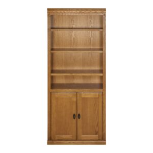 Martin Furniture Huntington Oxford Wood Bookcase with Doors, Storage Cabinet, Office Shelves, Wheat, Brown (HO3072D/W)