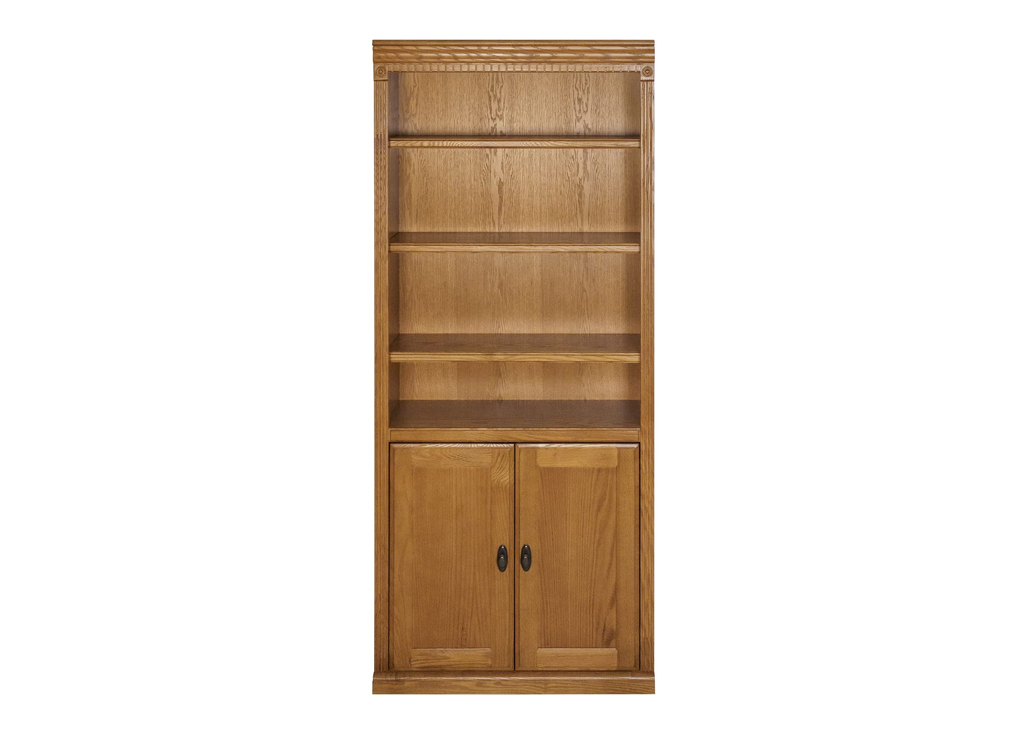 Martin Furniture Huntington Oxford Wood Bookcase with Doors, Storage Cabinet, Office Shelves, Wheat, Brown (HO3072D/W)