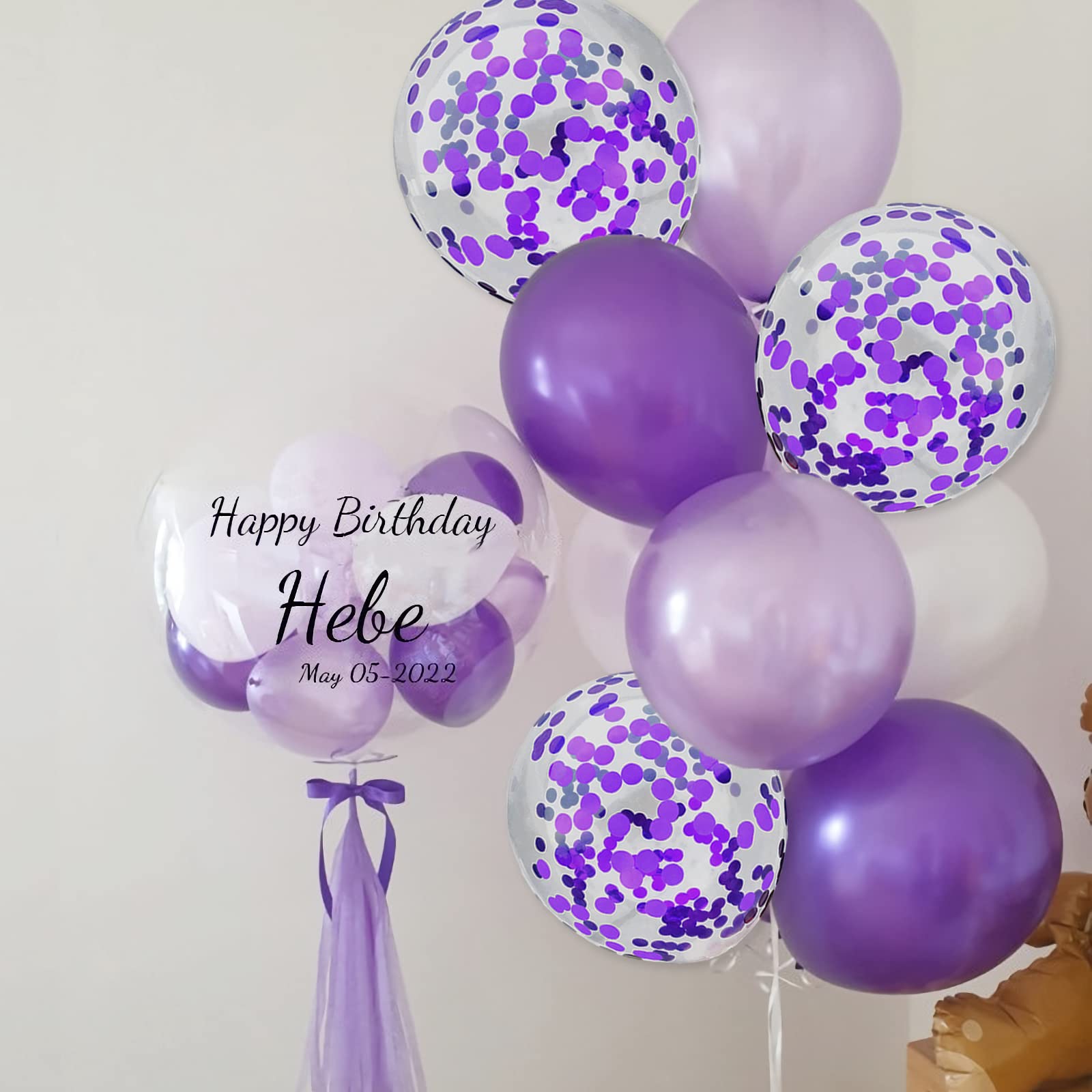 Purple Confetti Balloons, 25 Pcs Thickened 12 Inch Clear Latex Balloon with Confetti Inside for Graduation Engagement Bridal Shower Party Baby Shower Birthday Party Decorations Supplies