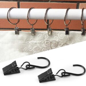 50 Pieces S Hooks Curtain Clips Metal Hanging Clips Hooks, Black