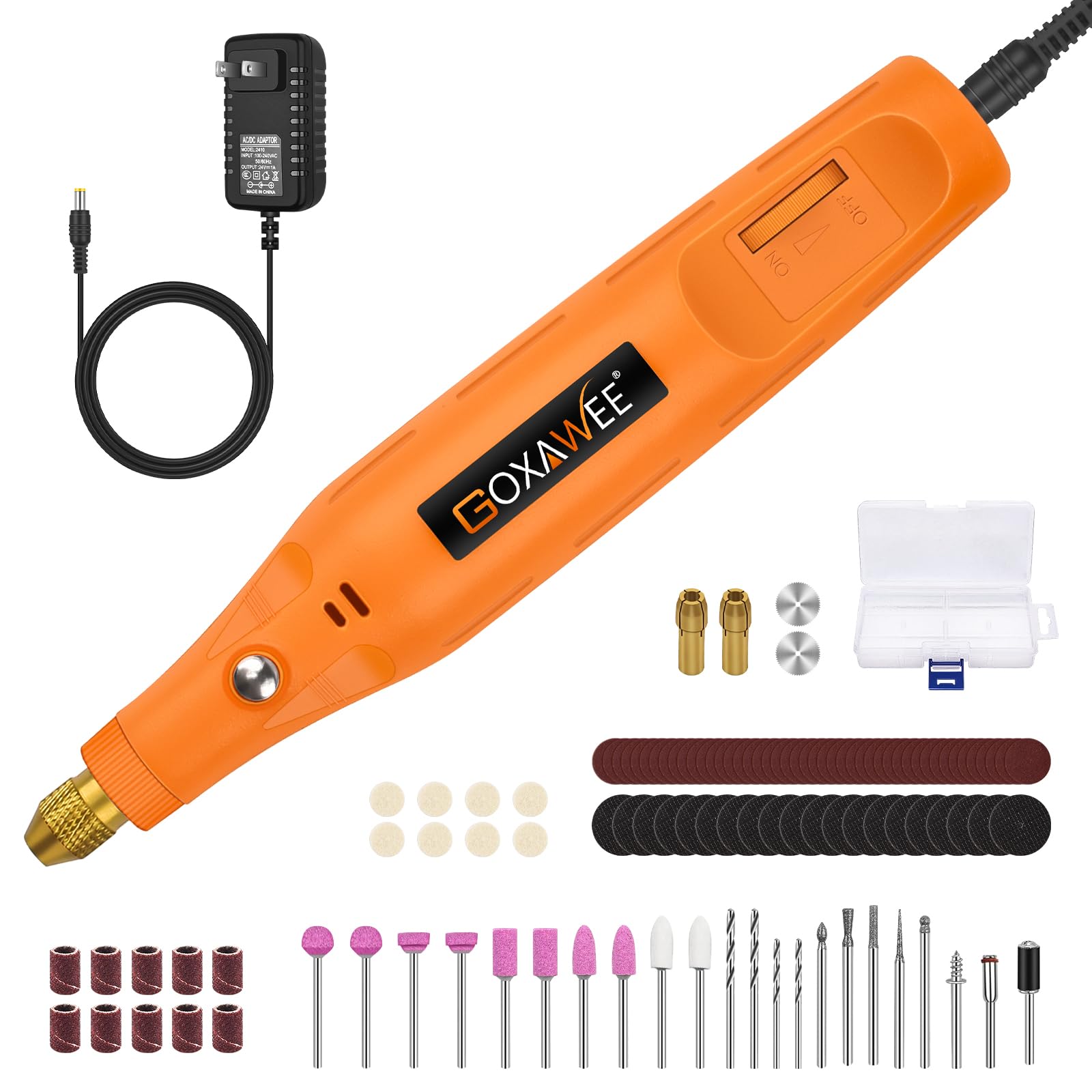 Corded Rotary Tool Kit for Crafts, GOXAWEE Mini Power Tool with Cord, 105pcs Accessories 18000rpm Multi-Purpose Small Grinder Drill Set for Sanding, Polishing, Drilling, Etching, Engraving, DIY Crafts