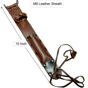 World War US M6 Leather Sheath for M3 Trench Knife Premium scabbard Drum Dyed Leather (Tan)