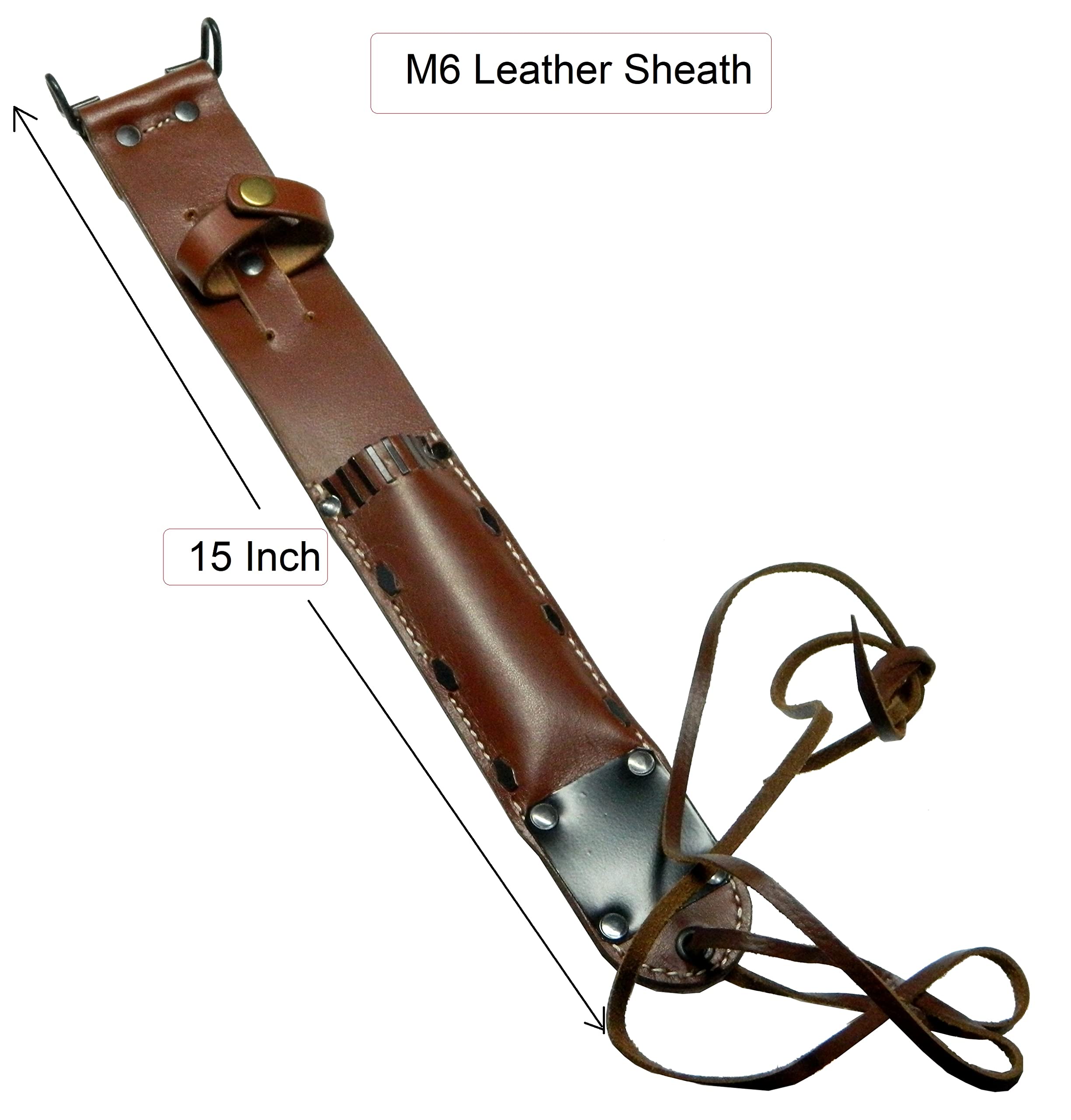 World War US M6 Leather Sheath for M3 Trench Knife Premium scabbard Drum Dyed Leather (Tan)