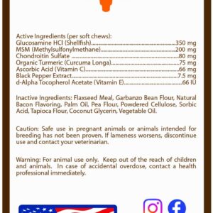 After The Hunt Advanced Hip & Joint Protection Dog Supplement with Glucosamine, Chondroitin & MSM - Inflammatory Pain Relief Chews to Help Flexibility - Bacon Flavored - Yucca & Turmeric - 120 Ct