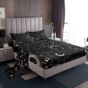 feelyou sun and moon fitted sheet boho exotic bedding set galaxy astrology bed sheet set for boys girls kids teens bedroom decor chic cute luxury zodiac signs bed cover bedding sheet twin size 3pcs