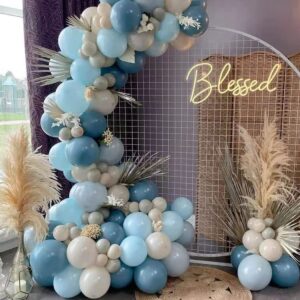 Beaumode Blue Balloon Arch Kit Dusty Blue Baby Blue Balloons for Baby Shower Boy Birthday Gender Reveal Bridal Shower Party Decorations (Blue Slate)