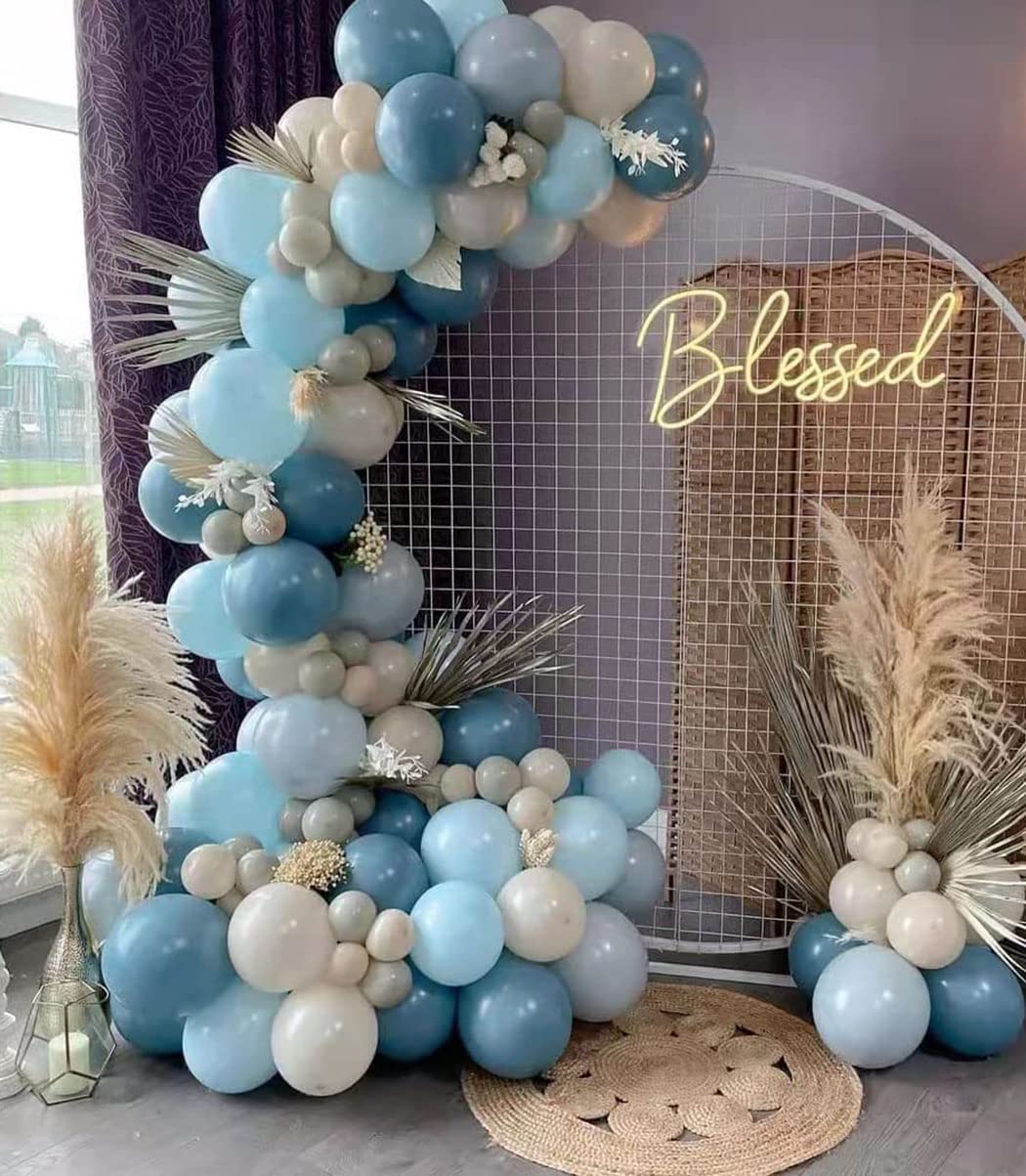 Beaumode Blue Balloon Arch Kit Dusty Blue Baby Blue Balloons for Baby Shower Boy Birthday Gender Reveal Bridal Shower Party Decorations (Blue Slate)