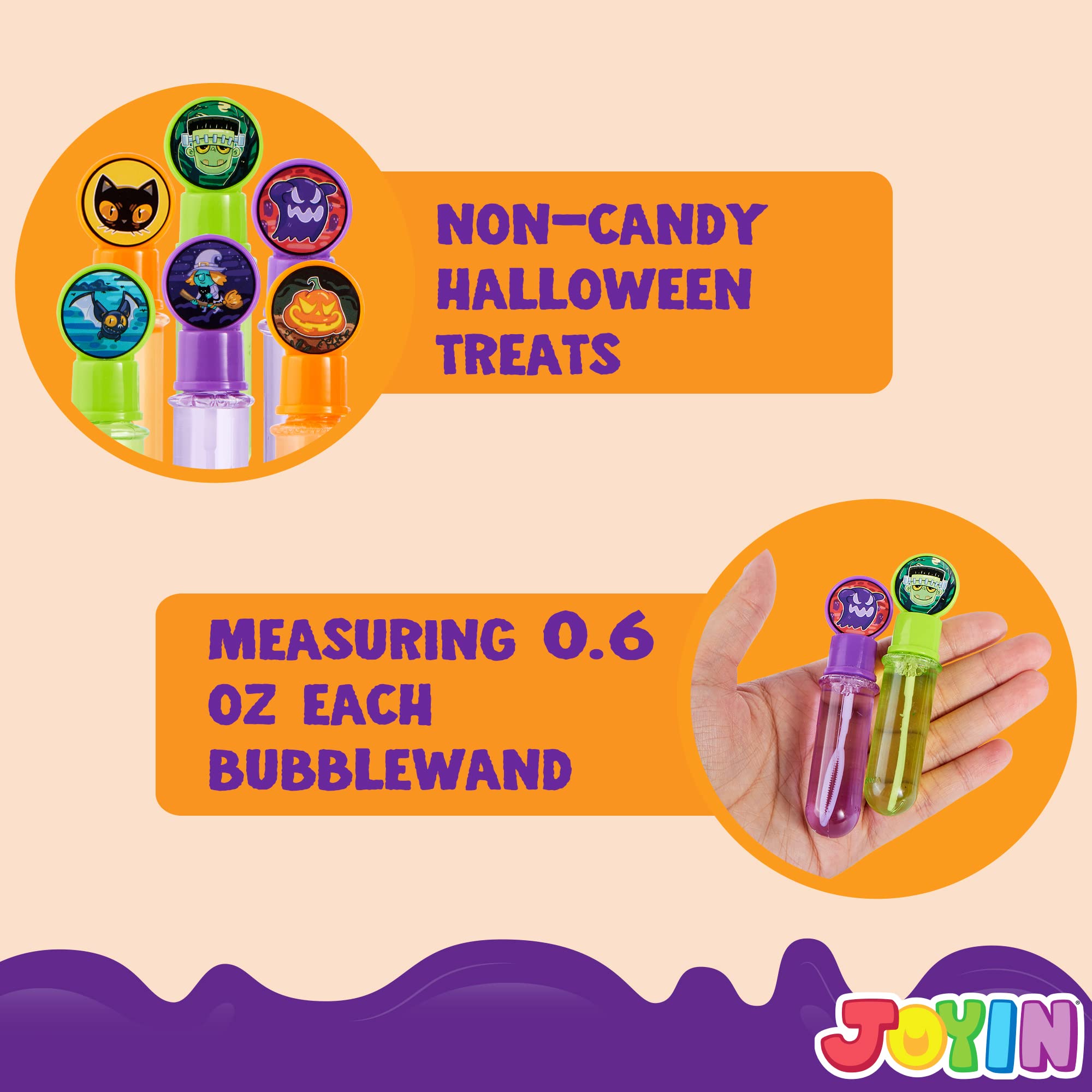 JOYIN 24 PCS Halloween Bubble Wands, 6 Character Styles Bubble Bottles for Kids Girls Boys Gift Toys, Novelty Bubble Blower Party Favor Supplies, Outdoor Indoor Activity Use