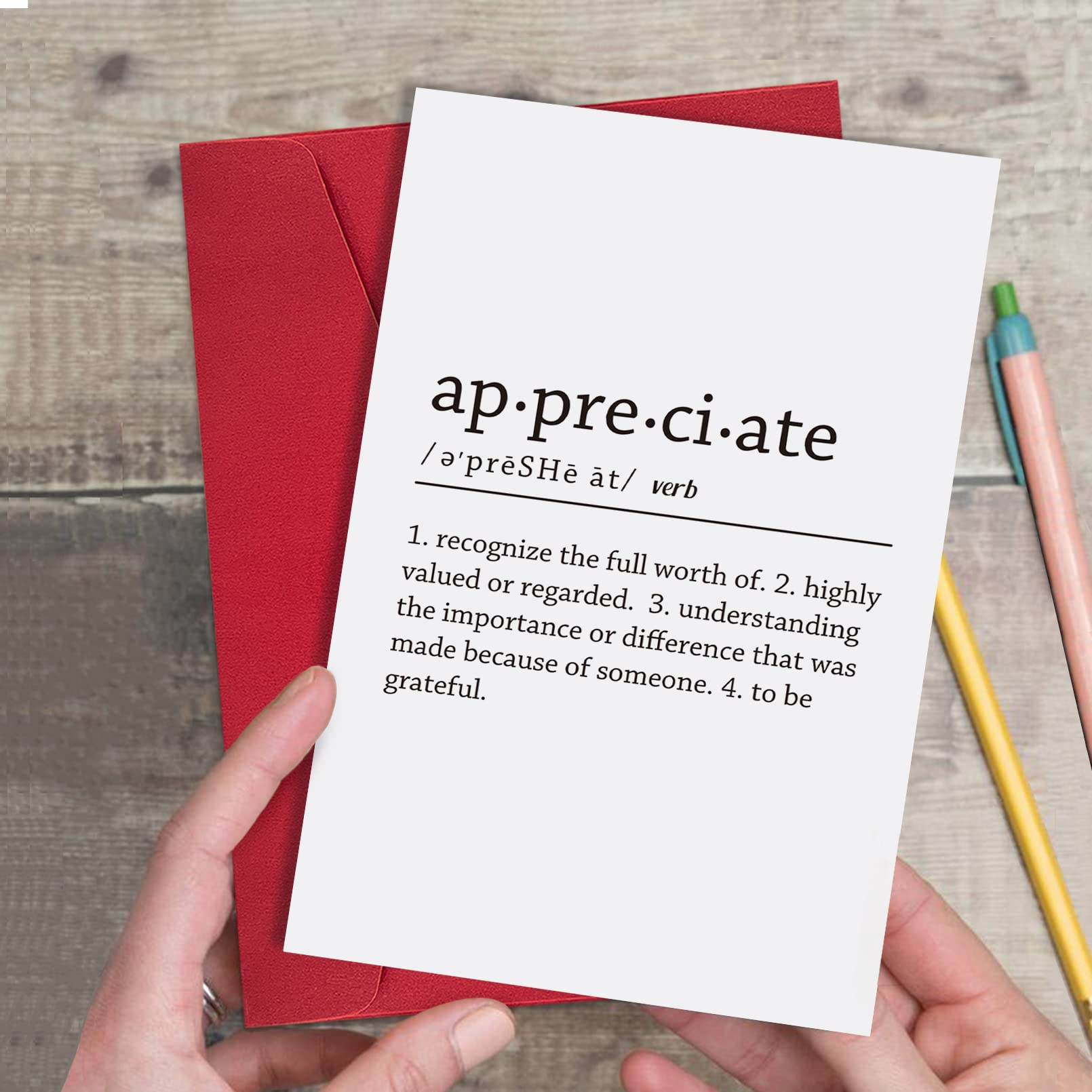 Ogeby Cute Appreciate Definition Card, Funny Thank You Card for Him Her, Lovely Thankful Greeting Card for Teacher Boss