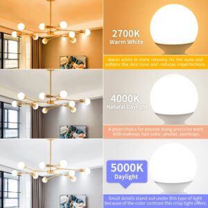 hansang 8 Pack Globe Bathroom Light Bulbs, 5000K Daylight, 60 Watt Equivalent, E26 Base G25 LED Vanity Light Bulb, Round Light Bulbs for Makeup Mirror 120V, 500LM, CRI85+, Eye Protection Non-dimmable