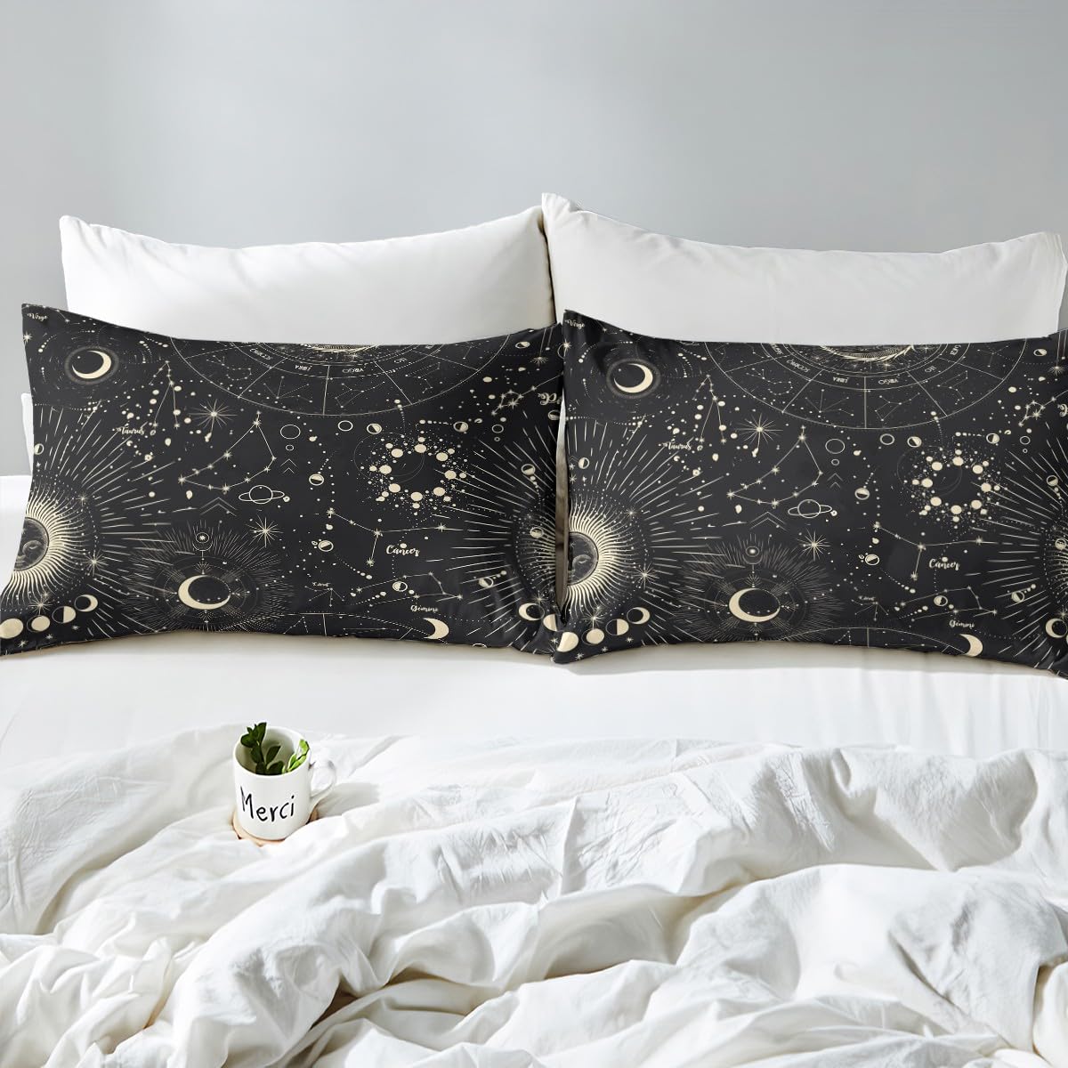 Feelyou Sun and Moon Fitted Sheet Boho Exotic Bedding Set Galaxy Astrology Bed Sheet Set for Boys Girls Kids Teens Bedroom Decor Chic Cute Luxury Zodiac Signs Bed Cover Bedding Sheet Twin Size 3Pcs