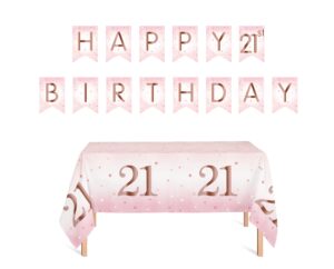 oojami 4 pack happy birthday table cover (4, pink - 21st birthday)