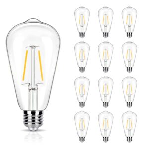 winsaled 12 pack 2w led edison bulbs, 25 watt light bulbs equiv, 2700k soft warm with e26 standard base, led st19 low watt light bulbs, not-dimmable, 120v