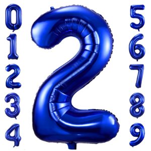 navy blue number 2 balloons,40 inch dark blue 2 birthday balloon large foil mylar number digital balloons for birthday party graduation baby shower anniversary decorations