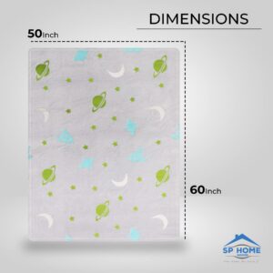 SP HOME GOODS Glow in The Dark Throw Blanket Gift for Girls and Kids Ages 4-14 and for Grandkids - [Galaxy] 50 x 60 Inches Fun, Cozy Fleece Throw Blanket