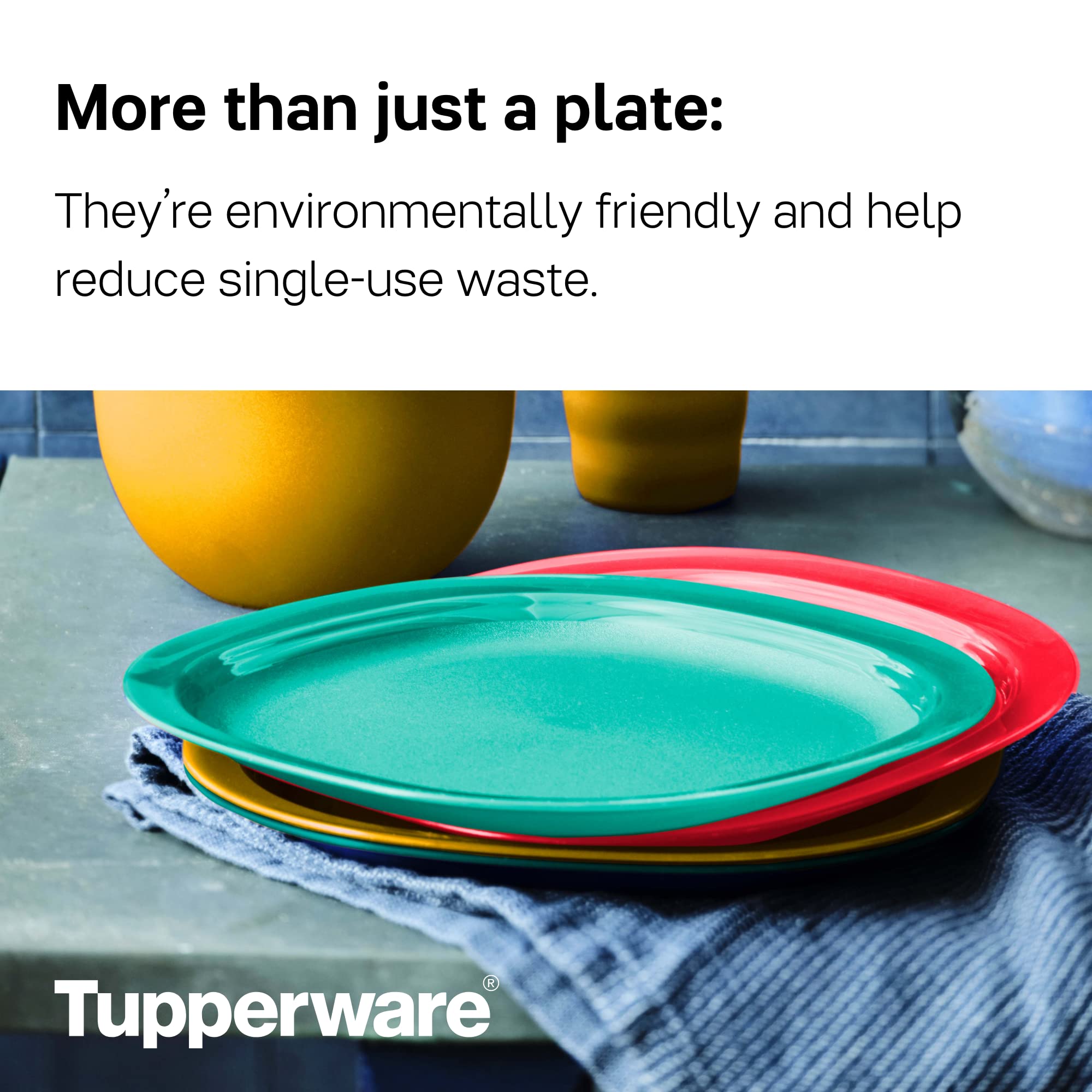 Tupperware Brand Microwave Reheatable Luncheon Plates - Dishwasher & Microwave Safe - BPA Free - Reusable, Lightweight, Durable & Great for Kids