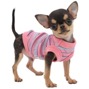 lophipets 100% cotton rib dog shirt vest for small dogs teacup chihuahua yorkie puppy clothes tank tee-pink/xs