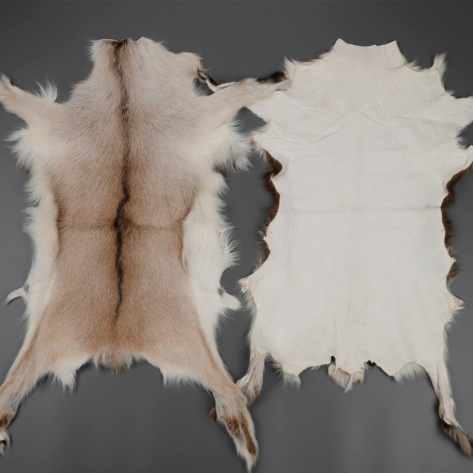 Natural Tanned Antelope Fur Pelts Real Goat Hides Sheepskin Leather Fur Rugs Handbag Scarf Clothing Accessories (Light Brown, Length: 15.7-26 in, Width: 11.8-21.6 in),1 pcs