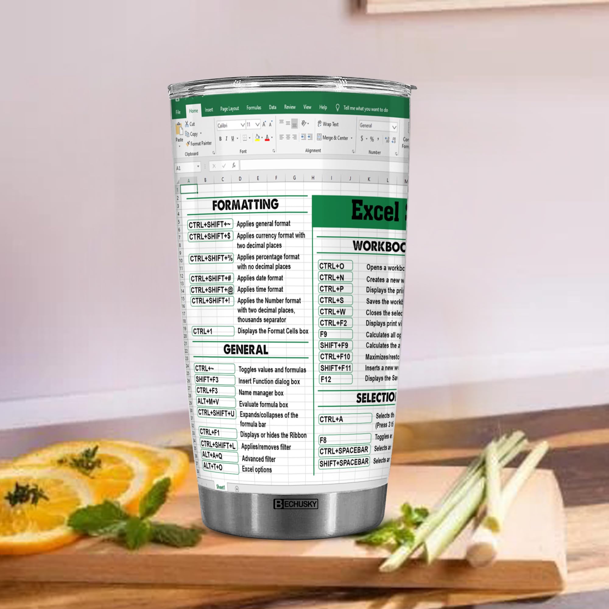 BECHUSKY Excel Tumbler Group Excel Shortcut Tumbler Excel Cheat Sheet Travel Spreadsheet Accounting Student Senior Accountant CPA Gift For Coworker Colleague Friend On Birthday Anniversary Christmas