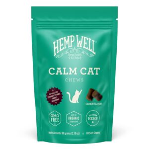 hemp well calm cat soft chews - anxiety & stress relief formula, organic ingredients, soothes & relaxes, improves behavior, 60 count