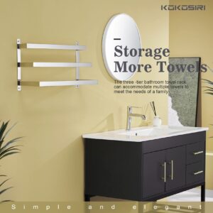 KOKOSIRI Towel Bars Bath Towel Holders Chrome Bathroom 3-Tiers Ladder Towel Rails Wall Mounted Towels Shelves Rack Polished Stainless Steel, B5006CH-L24