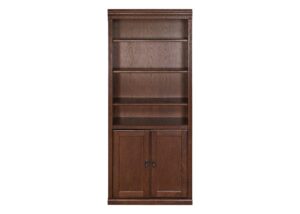 martin furniture huntington oxford wood bookcase with doors, storage cabinet, office shelves, wheat, brown (ho3072d/w)