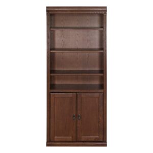 Martin Furniture Huntington Oxford Wood Bookcase with Doors, Storage Cabinet, Office Shelves, Wheat, Brown (HO3072D/W)