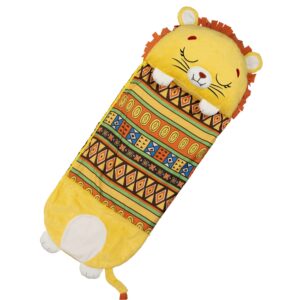 happy nappers pillow & sleepy sack- comfy, cozy, compact, super soft, warm, all season, sleeping bag with pillow- lion (large)