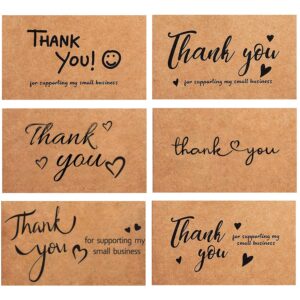 STRONGER 120 Pcs Thank You Cards Small Business, Mini 6 Styles Kraft for Supporting Notes Shopping Thanks Greeting Retail Store Owner Goods Customer,Gift Cards, Funeral 3.6x2.1 Inch