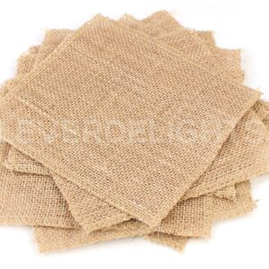 CleverDelights 6" Burlap Squares - 12 Pack - Premium Jute Burlap - Finished Edges