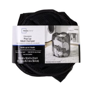 Deahun Mainstays Hexagon Pop Up Hamper - Black Mesh - Garage and Home Organizer - Laundry