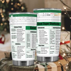 BECHUSKY Excel Tumbler Group Excel Shortcut Tumbler Excel Cheat Sheet Travel Spreadsheet Accounting Student Senior Accountant CPA Gift For Coworker Colleague Friend On Birthday Anniversary Christmas