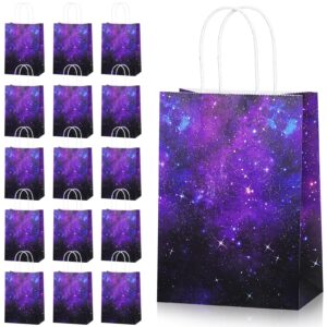 pajean 16 pcs galaxy favor bag galaxy party bags with handles stars goodies bags galaxy outer space treat bags solar system candy bags for baby shower decorations galaxy themed birthday supplies