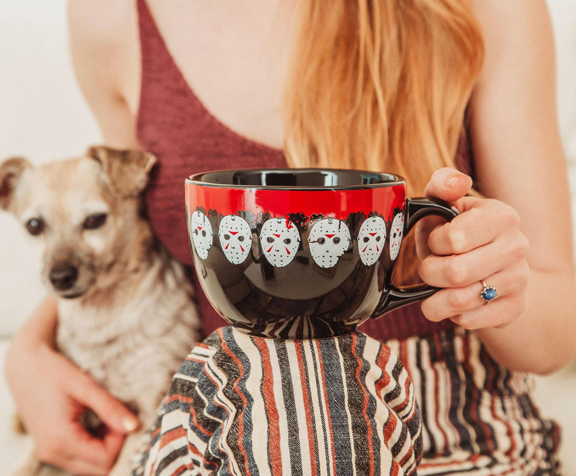 Silver Buffalo Friday the 13th Jason Mask Legacy Ceramic Soup Mug | 24-Ounce Bowl For Ice Cream, Cereal, Oatmeal | Large Coffee Cup For Espresso, Caffeine | Horror Movie Gifts and Collectibles