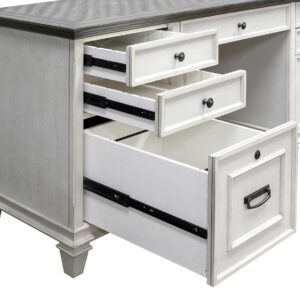 Martin Furniture Hartford Wood L-Desk and Return, Writing Table and Return, Office Desk and Return, White