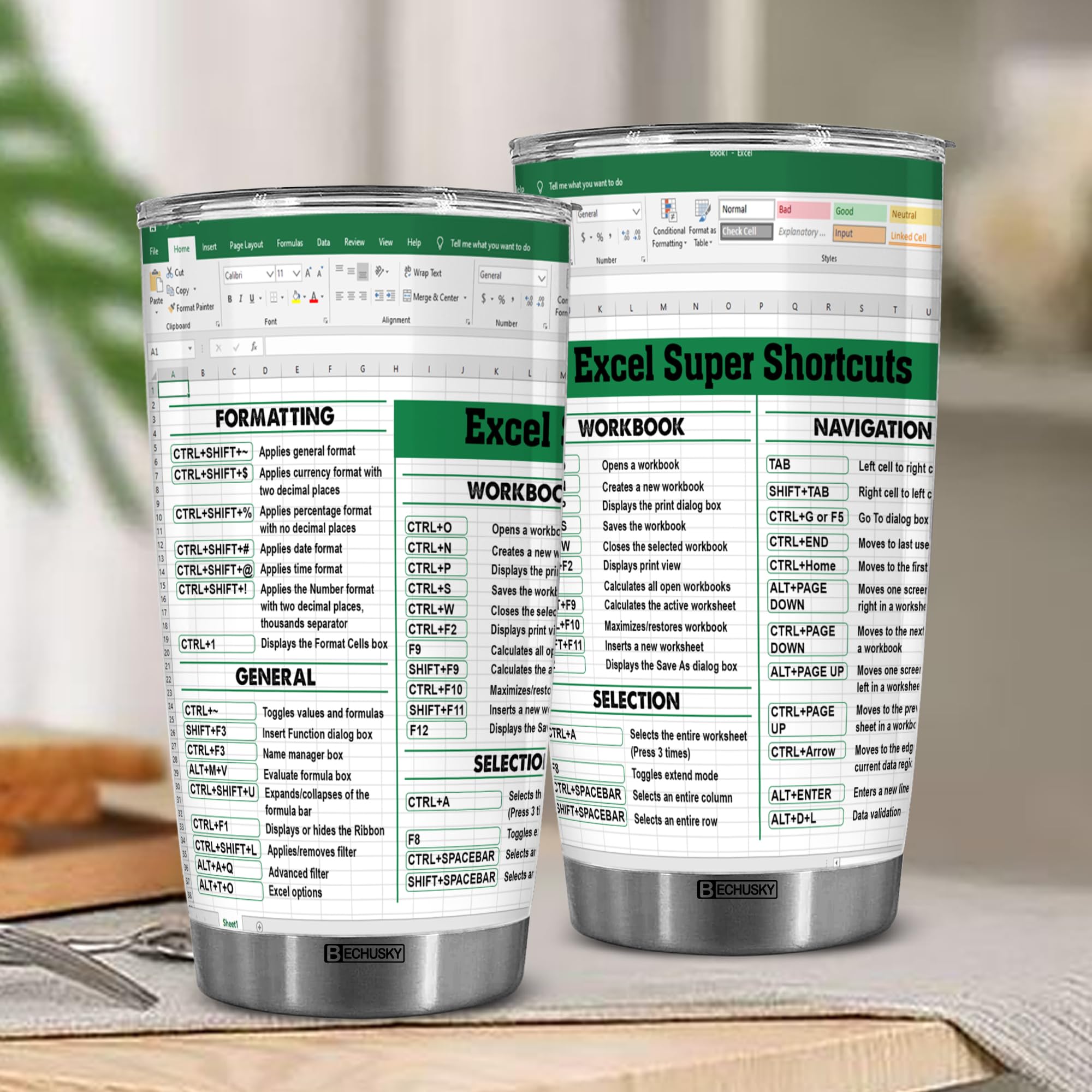 BECHUSKY Excel Tumbler Group Excel Shortcut Tumbler Excel Cheat Sheet Travel Spreadsheet Accounting Student Senior Accountant CPA Gift For Coworker Colleague Friend On Birthday Anniversary Christmas